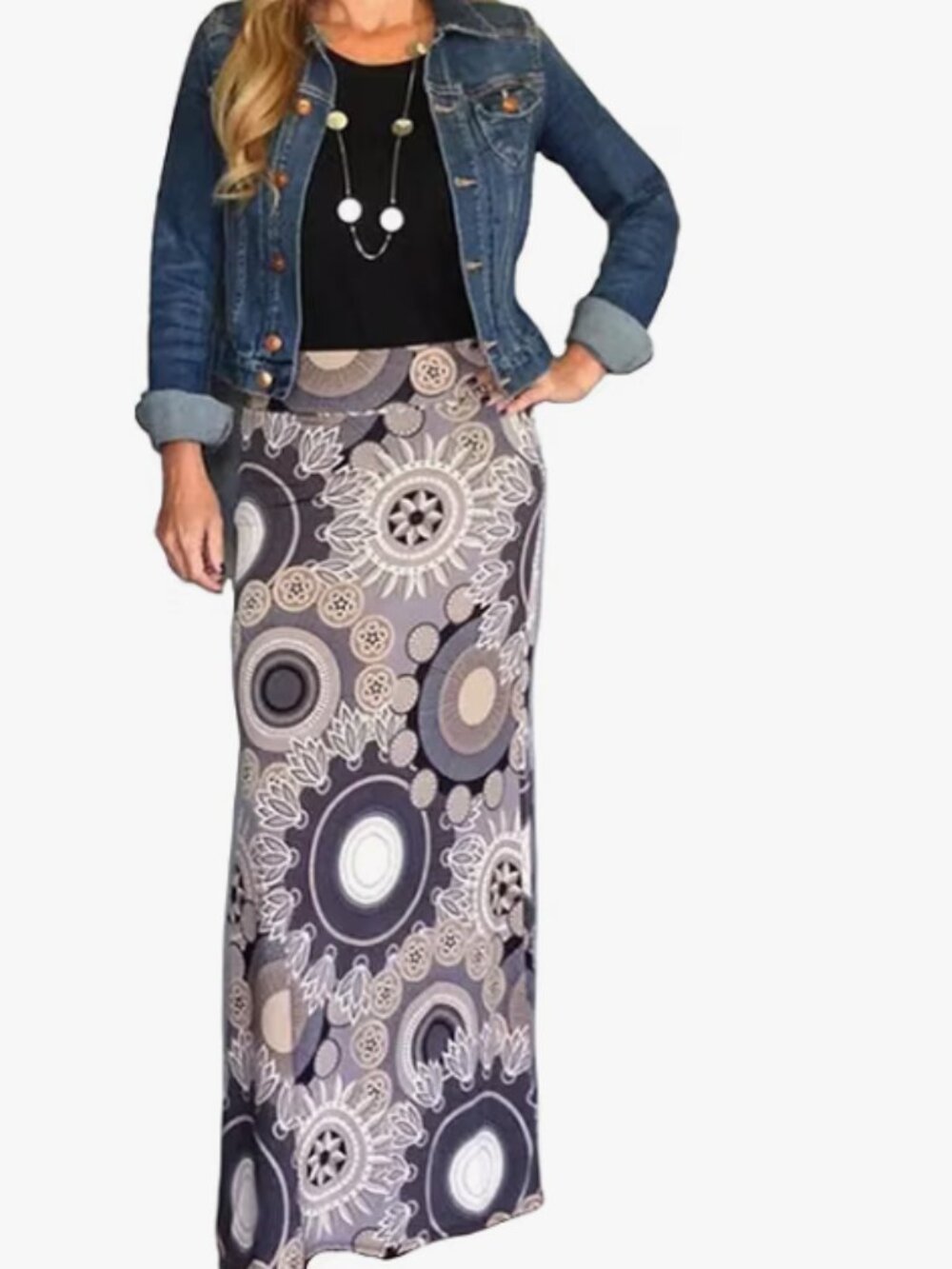 Women's Bohemian Print Long Maxi Skirt Size XXL